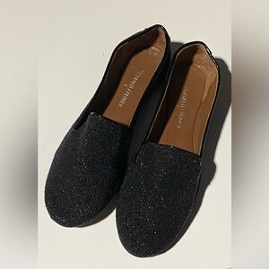 Donald J Pliner Black Caviar Beaded Flat Loafers With Patent Trim Sz. 6.5 M